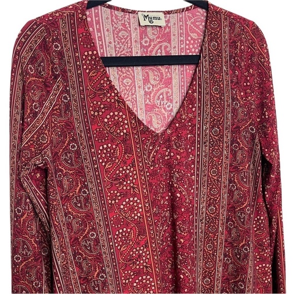 Show Me your Mumu Bryce Hutton Stripe Maroon Paisley Short Dress Womans Large - Picture 2 of 10